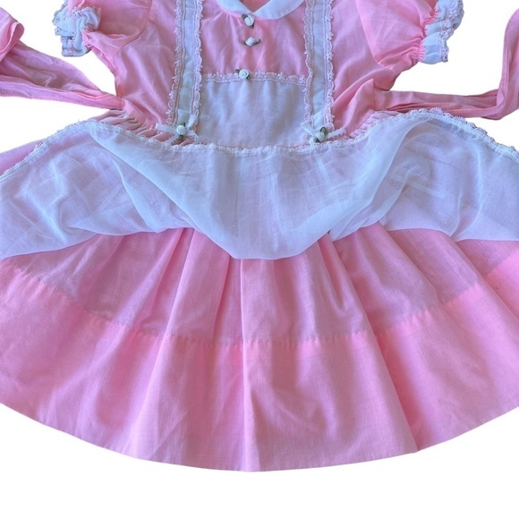 Vintage Betty Oden Full Circle Rosette Lace Party Pageant Dress Bubble Gum Pink - Picture 9 of 16